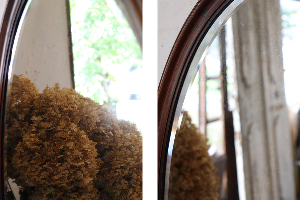 フランス雑貨　鏡　花　刺繍　レース　大型ミラー　木製フレーム　オーバル型 イタリア製ウオールミラー アンティーク調ミラー mofioliantisi